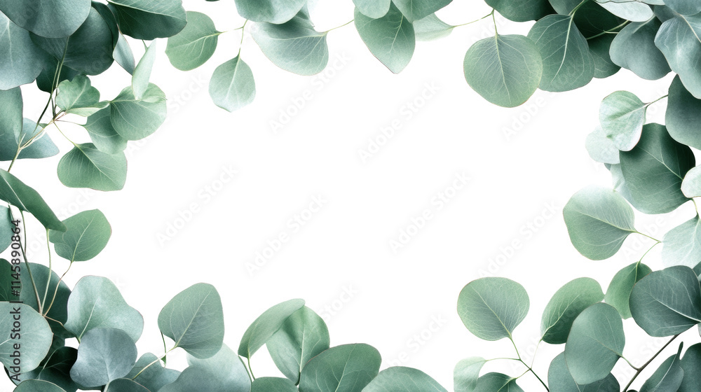 Poster eucalyptus leaf frame on transparent background