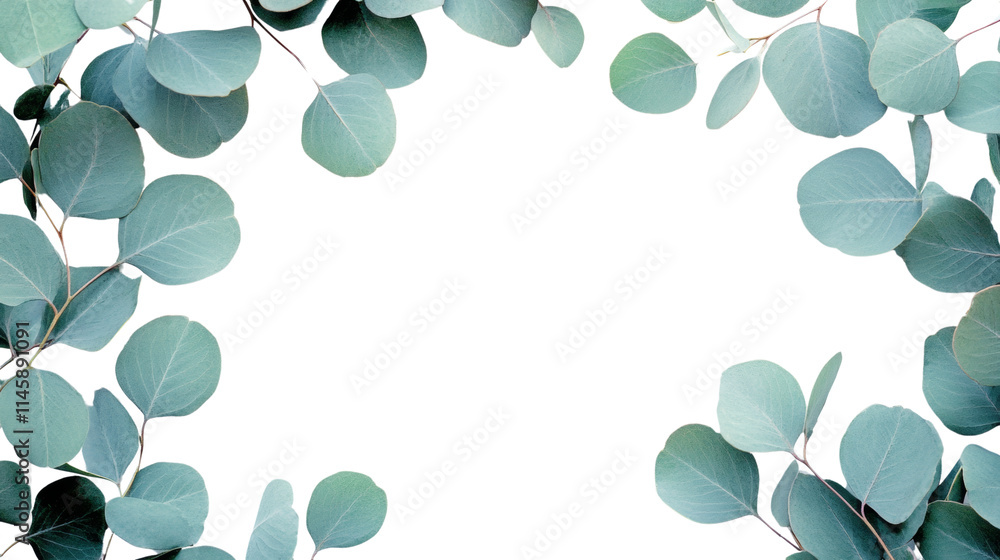 Poster eucalyptus leaf frame on transparent background