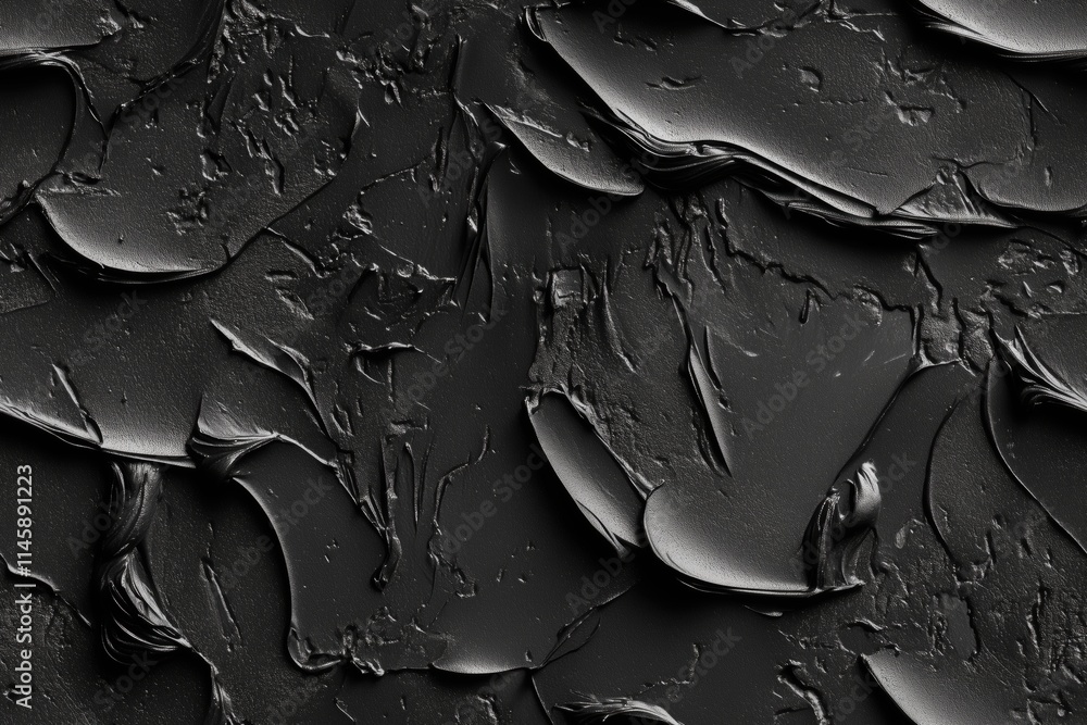 Poster seamless abstract texture featuring thick, dark paint strokes with a glossy finish, creating a layer