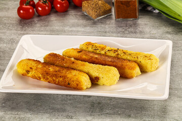 Crispy breaded mozarella cheese sticks