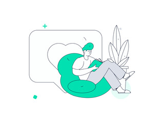  Character reading quietly vector concept operation hand drawn illustration
