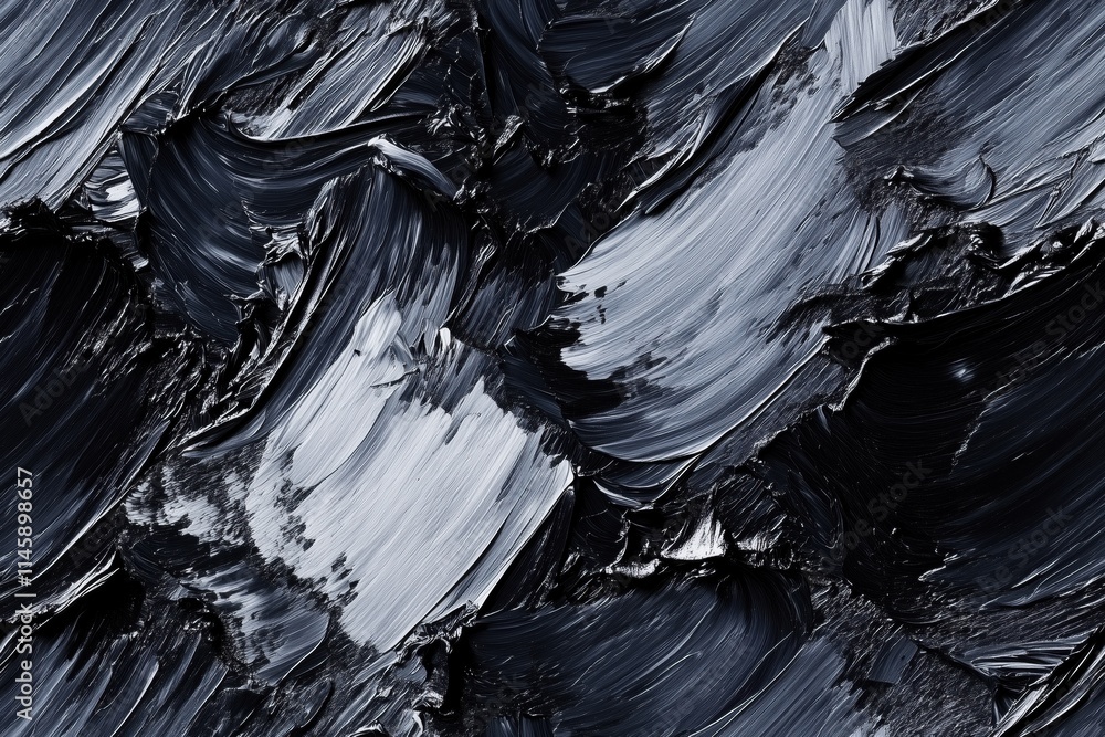 Poster seamless abstract painting featuring bold strokes of black and gray, creating a dynamic texture and 