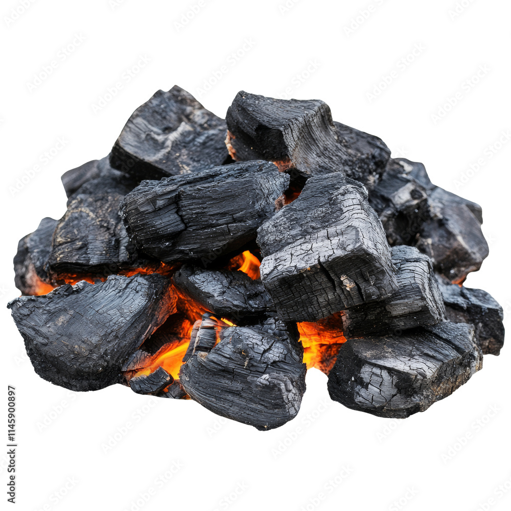 Poster smoldering burning coals. isolated transparent background