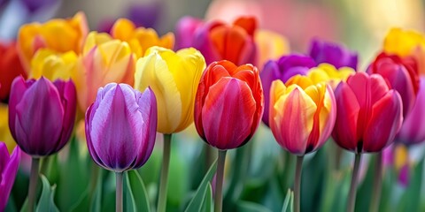 Vibrant, colorful tulips in a stunning display these beautiful tulips showcase a variety of hues, offering a breathtaking view of nature s beauty with colorful tulips blooming all around.