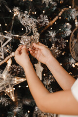 christmas tree decorations with arms, Dressed up Christmas tree