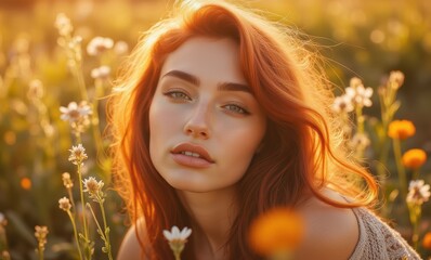 Portrait of a young woman with red hair