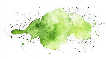 Green watercolor dotted water stain
