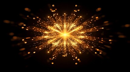 Golden Light Explosion Radiating Bright Sparks
