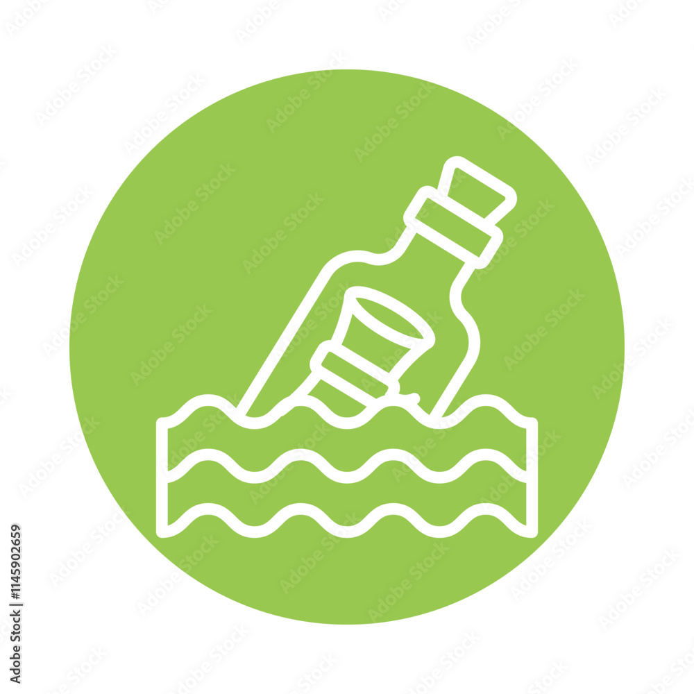 Poster message in bottle circle outline icon. eps 10 file