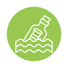 Message In Bottle  Circle Outline Icon. Eps 10 file 