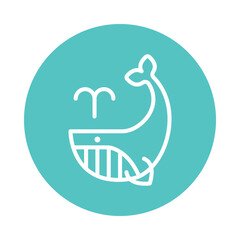 Fototapeta premium Blue Whale Circle Outline Icon. Eps 10 file 