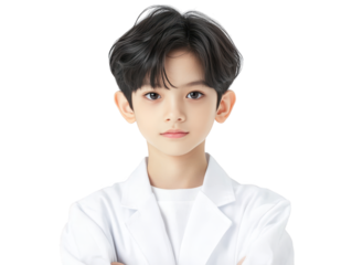 Young boy in lab coat, embracing the future of science and innovation through exploration