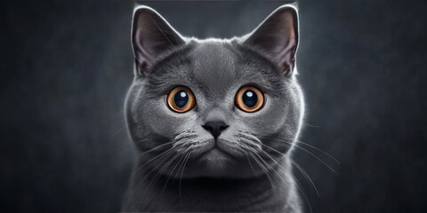 Adorable British short hair cat featuring captivating copper eyes, showcasing the charm and beauty of the British short hair breed in a delightful pose. Perfect for cat lovers and pet enthusiasts.