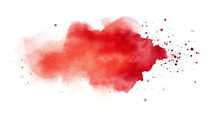 red watercolor dotted water stain on white background