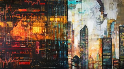Abstract Cityscape: A Fusion of Technology and Urban Life