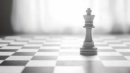 Chess board featuring a prominent king piece highlighted against a clean white background, showcasing the intricate design of the chess board and emphasizing the significance of the king.