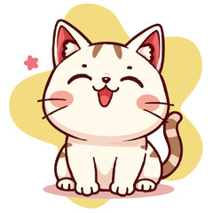 A cute adorable lovely hand-drawn cat cartoon illustration