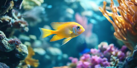 Naklejka premium Halogen lighting designed specifically for aquariums and fish provides ideal illumination, enhancing visibility and showcasing aquatic life effectively.