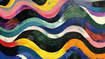 Abstract, wavy lines with vibrant colors