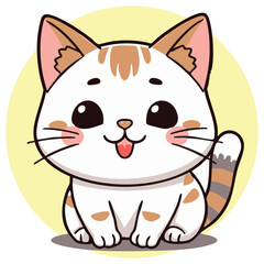 A cute adorable lovely hand-drawn cat cartoon illustration