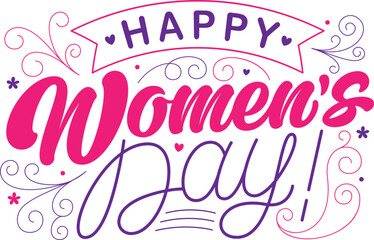 lettering happy women's day! flourish elements text