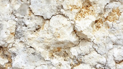 Obraz premium Close-up of textured, cracked, off-white stone wall surface with subtle yellow-brown discoloration.