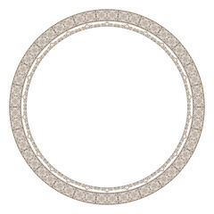 Circle oriental gold frame, workpiece for your design. Ornamental elements and motifs of Turkic, Kazakh, Kyrgyz, Uzbek, national Asian decor for plate, textile and print design. Round frame. Vector. 