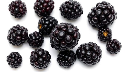 Blackberries On Isolated White Background