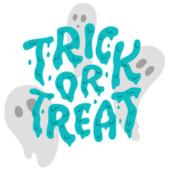 Lettering trick or treat ghosts text