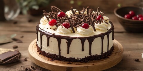 Delicious White Forest Cake featuring a rich Chocolate Base, perfect for dessert lovers seeking a delightful treat. This White Forest Cake, with its chocolate base, is an indulgent choice.