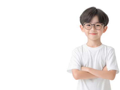 Confident young boy with glasses, a portrait of intelligence, curiosity and determination