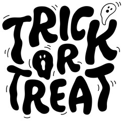 Lettering trick or treat ghost black text