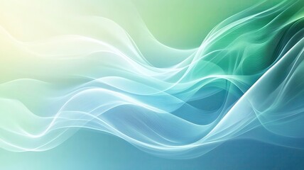 ,Light blue and green gradient, futuristic,minimalist design. Abstract green and blue wave background
