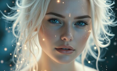 Enchanting close-up of a blonde woman