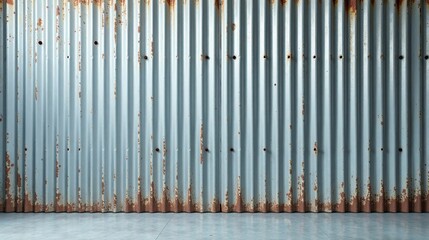 Obraz premium Rustic Corrugated Metal Wall with Aged Texture and Subtle Floor
