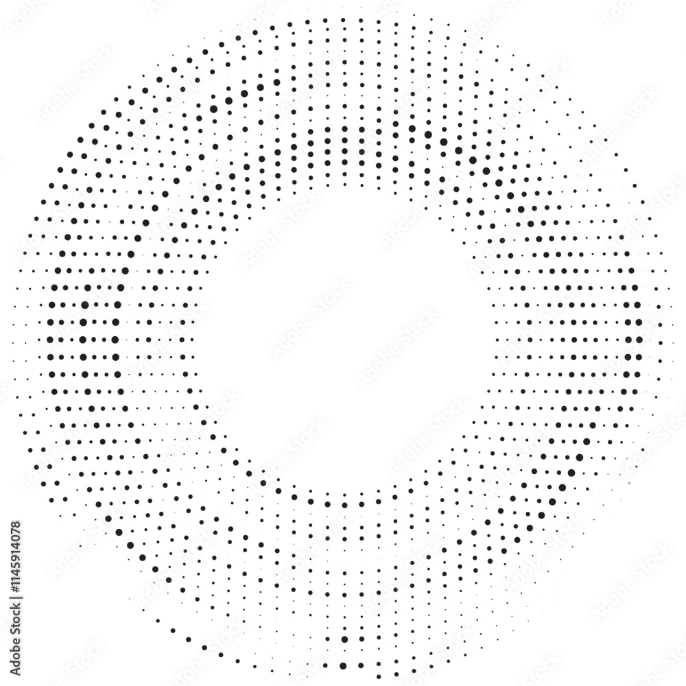 Wall mural halftone circular dotted frame. circle dots texture isolated on transparent background. abstract cir