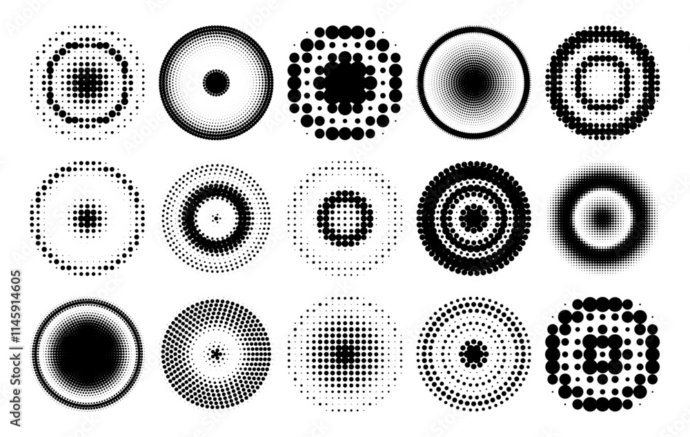 Poster design elements. vector halftone dotted frames set