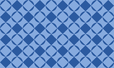 background with spheres, seamless pattern with round squares checkerboard with star, blue tone and white round block checkerboard repeat pattern, replete image, design for fabric printing