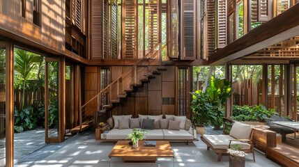 A modern house in Hanoi Vietnam with an indoor