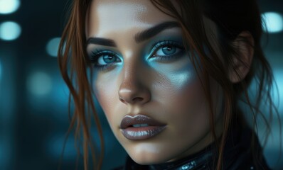 Stunning female model with striking makeup