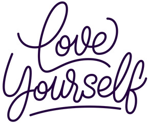Lettering love yourself text