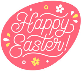 lettering happy easter! with flower and decorative text