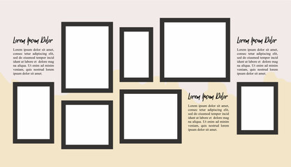 Pictures or photos frame collage. comics page grid layout abstract photo frames and digital photo wall template