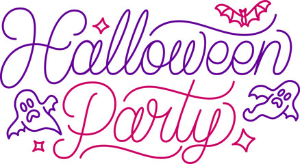 Lettering halloween party with bat and ghosts text