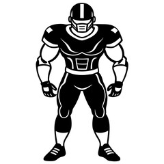 Powerful American Football Player Silhouette in Full Gear - Athletic Sports Illustration