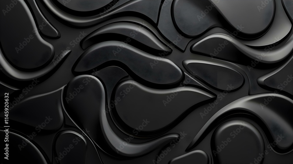Aufkleber abstract black texture with fluid shapes and curves for design use