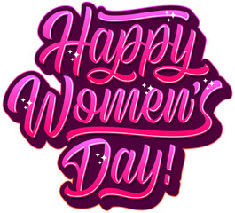 lettering happy women's day! with shadow and stars text