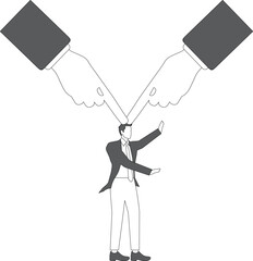 Weak businessman blamed by huge finger