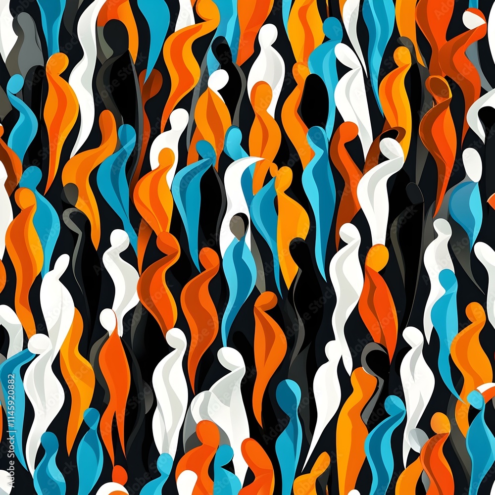 Poster colorful abstract figures in dynamic movement pattern background