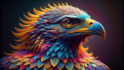 Obraz premium Intricately designed eagle with vibrant colors and intricate patterns on feathers, eagle, colorful, vibrant, intricate, design